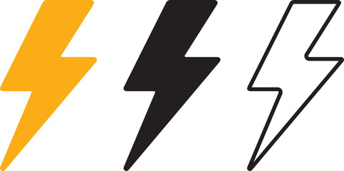Bolt lightning flash icons. Flash icons collection. flash lightning bolt icon with thunder bolt. flash thunder power icon. Electric lightning bolt symbols. Flash light sign illustration