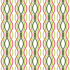 Vector seamless pattern. Colored vertical wavy lines intertwined on a White background. Illustration great for holiday background, Christmas, greeting card design, textiles, packaging, and wallpaper.