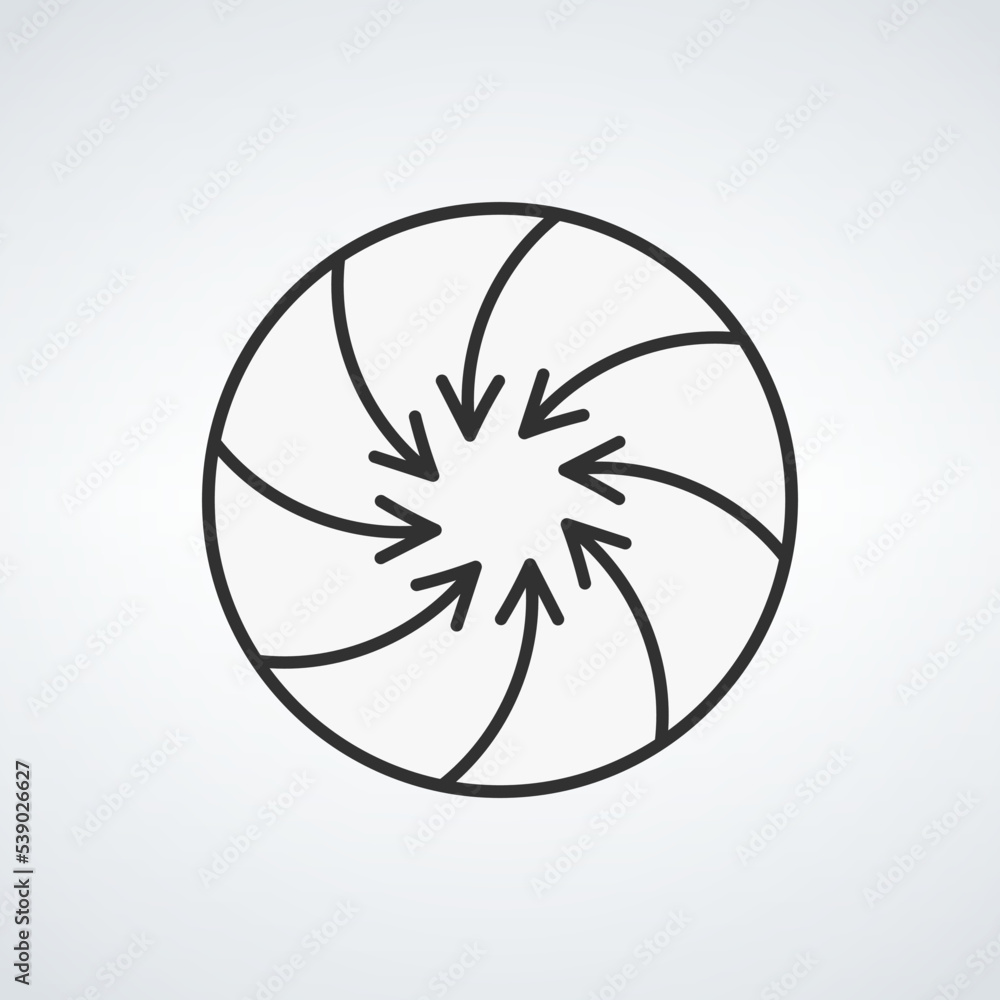 Poster multiple arrows circle pointing center icon in line style. stock vector illustration isolated on whi