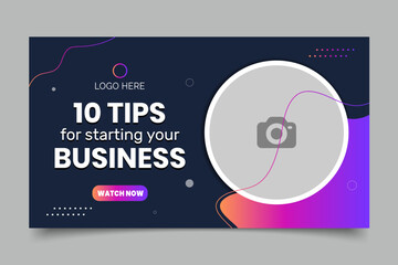 Naklejka premium 10 Tips Video Thumbnail Design, Fully Editable, Modern and Simple
