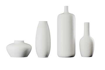 White ceramic vases decor 3d render illustration.