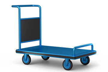 Airport luggage cart or baggage trolley side on white background