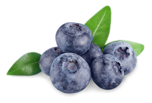 Fresh Ripe Blueberries on white background