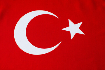 Fabric Turkish flag close-up.space for text.