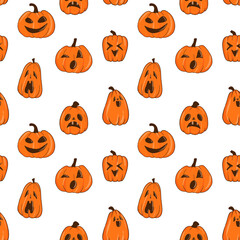 pattern with pumpkins on a white background handmade