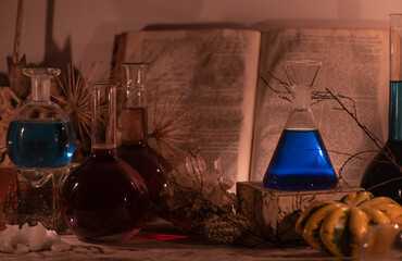 Magic potions in the candle light