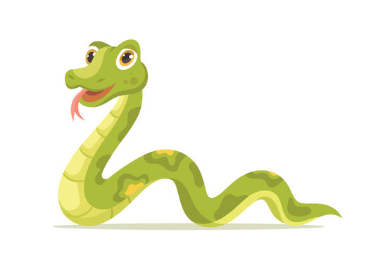 Cute snake icon. Reptile and green animal. Toy or mascot for children. Poster or banner for website. Graphic element for printing on fabric. Fauna and wildlife. Cartoon flat vector illustration