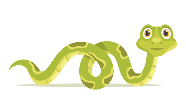 Cute snake icon. Toy or mascot for children, charming and adorable character. Poster or banner for website. Tropical animal, exotic reptile. Biology and fauna. Cartoon flat vector illustration
