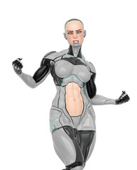 super cyborg girl is so strong with a ferocious face
