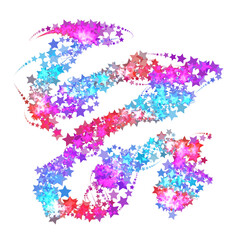 Isolated graphics made up of flowing colorful stars for overlay