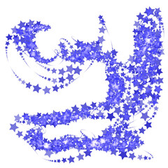 Isolated graphics made up of flowing blue stars for overlay