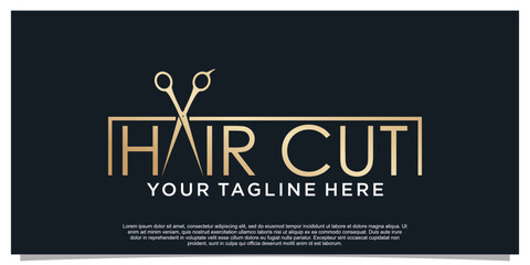 hair cut logo design vector with creative concept for women beauty salon