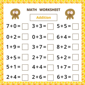 Math worksheet.Addition