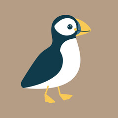 Vector illustration of cute puffin