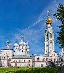 Fototapeta na wymiar Russia. City of Vologda. Kremlin Square. Holy Cross Church, St. Sophia Cathedral and bell tower