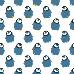 Vector seamless pattern with cute penguins