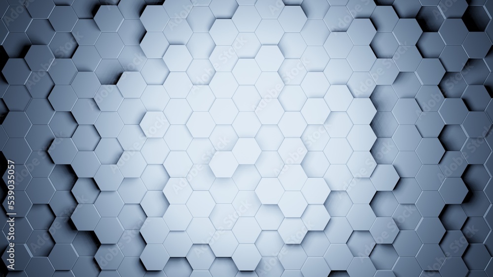 Poster Realistic abstract honeycomb background. 3d rendering.