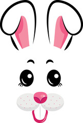 The rabbit is the symbol of 2023. Kawaii Rabbit face. Vector illustration