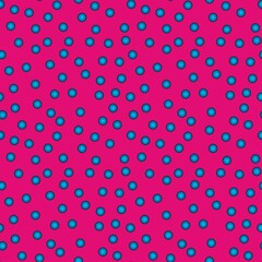Abstract polka seamless pattern with voluminous azure balls on purple.Illustration of overlapping colorful dot pattern for background abstract ornament.For invitation,flyer,banner,textile,fabric,print