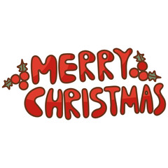 Cute lettering of New Year and Christmas. Hand drawn vector illustration. Winter elements for greeting cards, posters, stickers and seasonal design. 