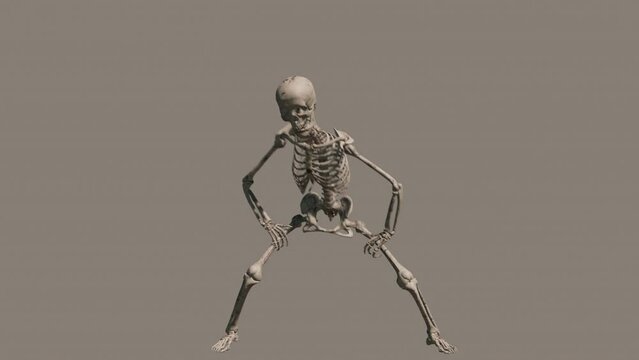 Looped animation of a dancing skeleton on a transparent background