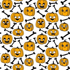 Obraz premium Halloween seamless pumpkins pattern for fabrics and wrapping paper and clothes print