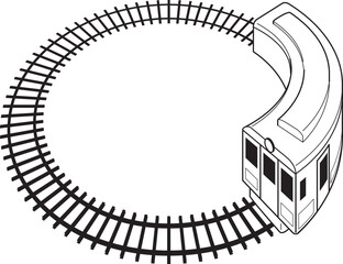 シンプルな電車のモノクロイラスト