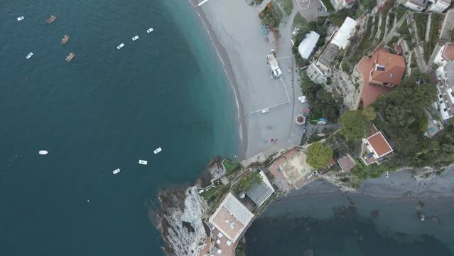 Aerial view of La Ceriola tower in Erchie along the Amalfi Coast, Salerno, Campania, Italy.
