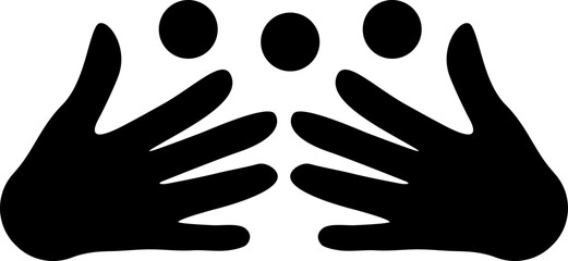 Hands holding round figures. logo vector.