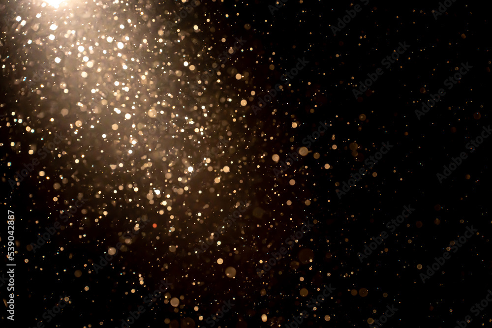 Canvas Prints organic dust particles floating in light ray on black background. glittering sparkling flickering gl