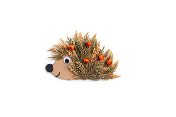 autumn nature craft for kids, hedgehog figurine © Elena