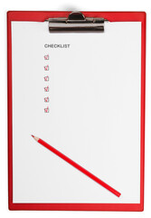 Blank Clipboard with Checklist and Pencil