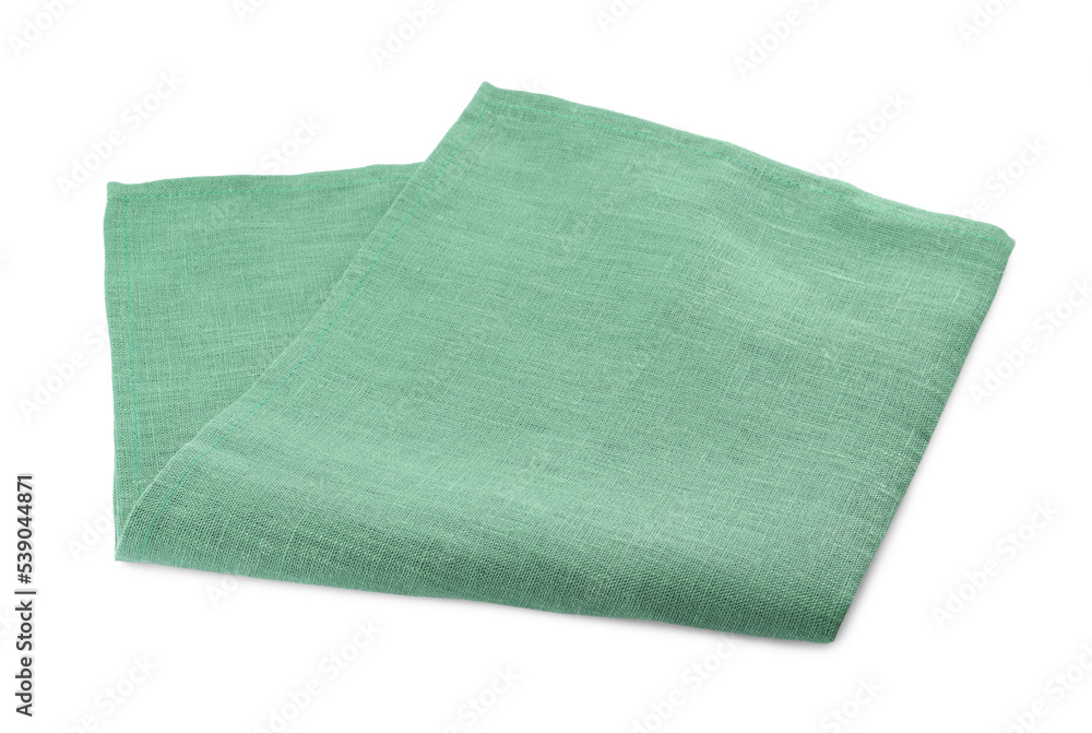 Wall mural Green cloth kitchen napkin isolated on white