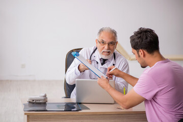 Young male patient visiting old male doctor