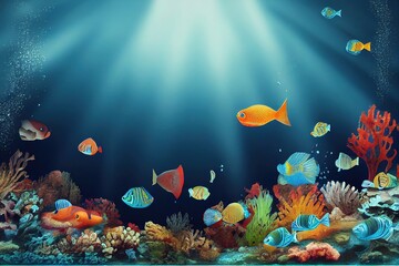 Underwater Scenery with Fish wallpaper