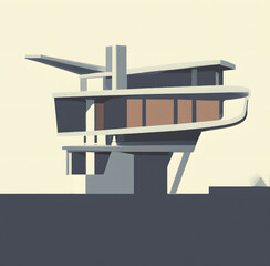 Illusrtration of modern futuristic house central illustration clean design abstract