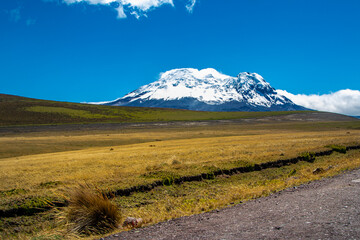 Fototapeta na wymiar Antisana volcano seen on a clear day in the antisana ecological reserve.