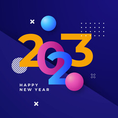 Happy new year 2023 social media template and greeting card design