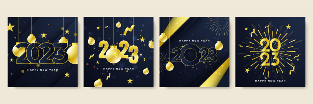 Happy New Year 2023 Social Media Template And Greeting Card Design