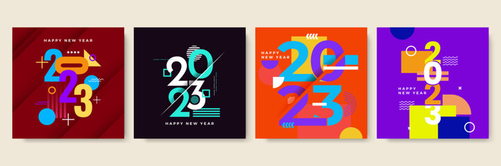 Happy new year 2023 social media template and greeting card design
