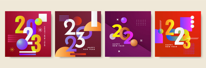 Happy new year 2023 social media template and greeting card design