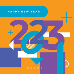 Happy new year 2023 social media template and greeting card design