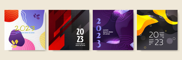 Happy new year 2023 social media template and greeting card design