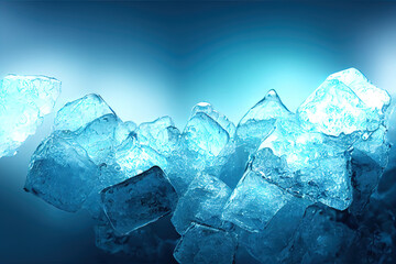 Cubed Ice. Blue Christmas textured background. Winter surface. Illustration Art