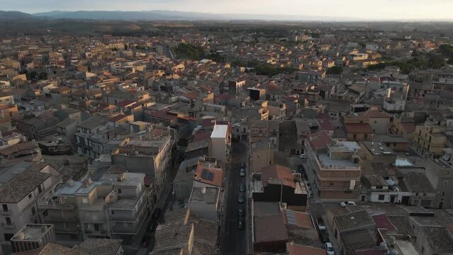 Aerial view of Grammichele, a small town near Catania, Sicily, Italy.