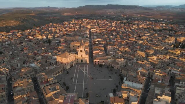 Aerial view of Grammichele, a small town near Catania, Sicily, Italy.