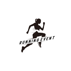 Fototapeta na wymiar Silhouette running Girl - Running Event Design Ideas