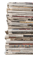 Newspapers stack close-up knowledge learning pile documentation