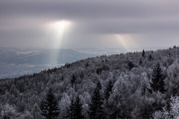 Winter view of  landscape near Decin, Czech Republic