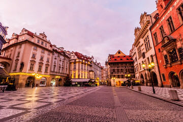 Morning view of the Old Town squre in Prague, Czech Republic